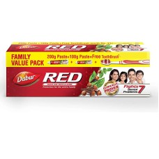 Dabur Red Toothpaste - 300g Family Pack with Toothbrush