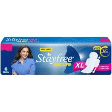 Stayfree Secure Cottony Soft Cover Sanitary Napkin with Wings (XL) 6 pads